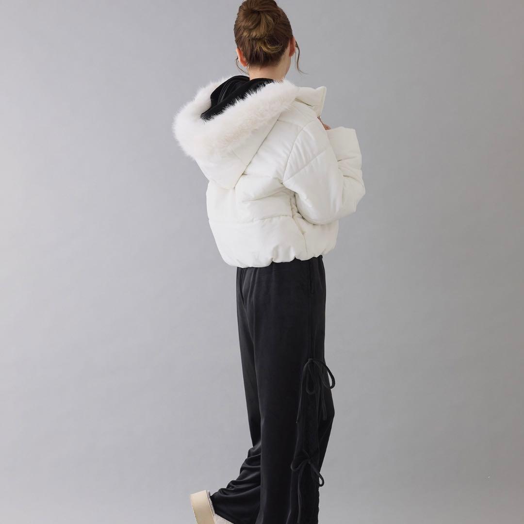 ナイスクラップ ダウンジャケット フード付きショートフェイクダウンジャケット