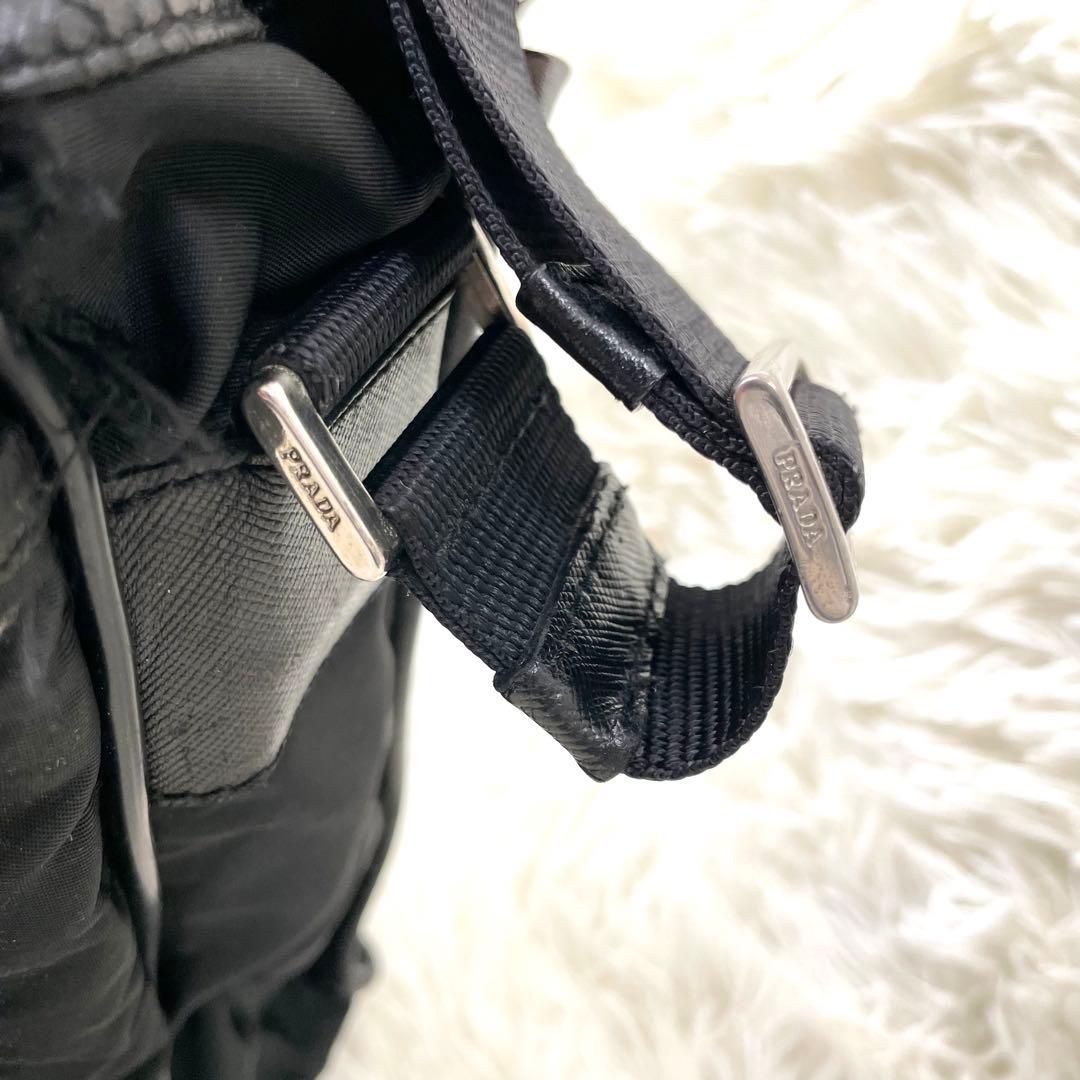 asumi　プラダ ショルダー 三角ロゴ レザー ナイロン A4収納 黒