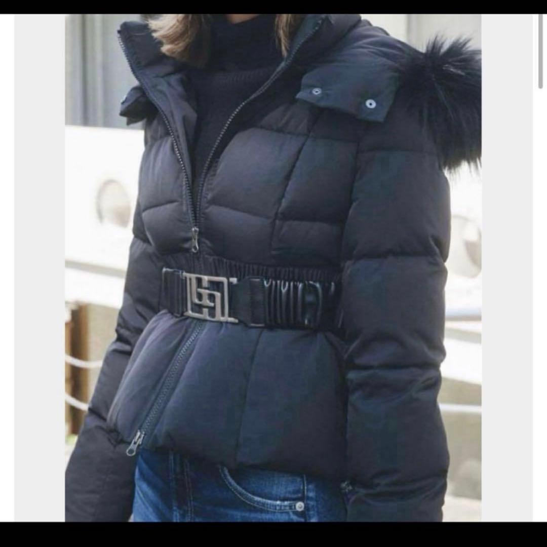 完売品大人気GYDA ショートファー付き黒 ダウンジャケットベルト付き 中綿gg