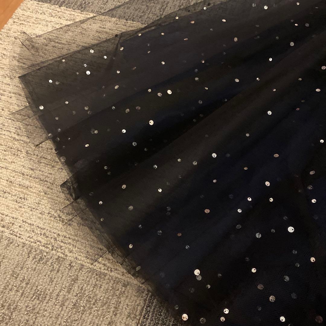 ザハニー　スパンコール付き星屑フレアロングスカート