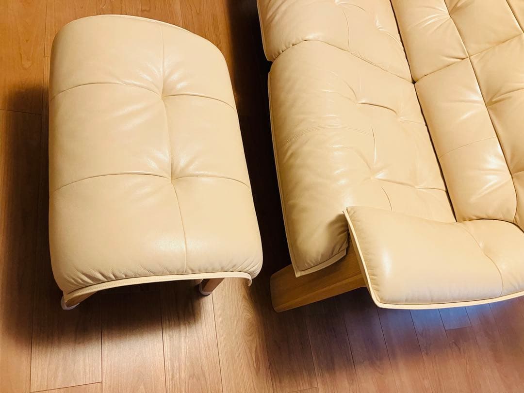 yuu 送料込 karimoku zu49 カリモク 本革 オットマン