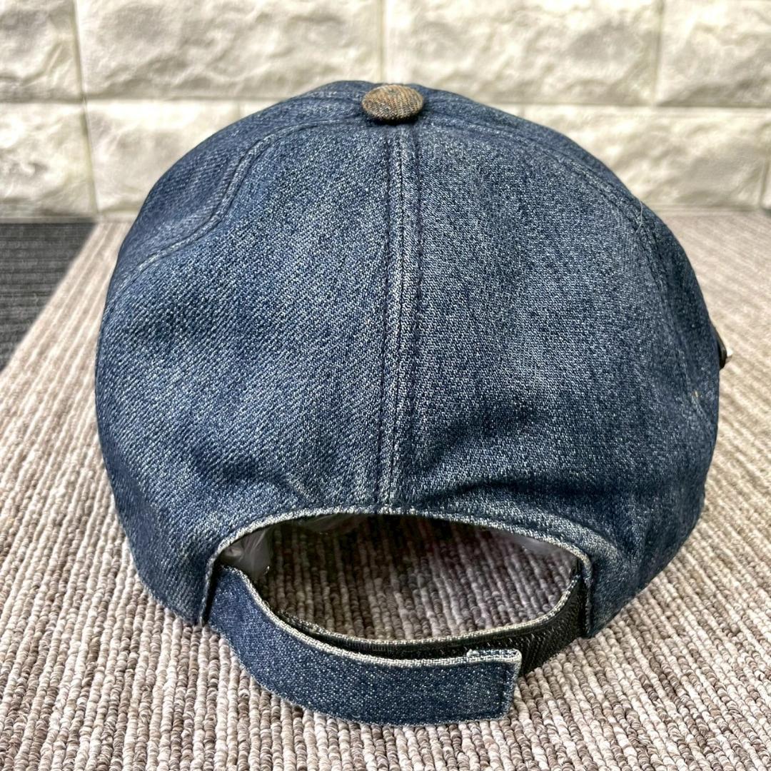 PRADA　プラダ　デニム　キャップ　トライアングルロゴ　プレート　帽子