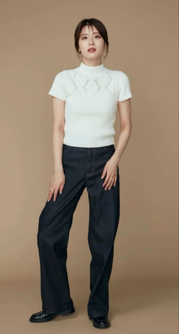 Audire アウディーレ Diamond knit tops (Ivory)