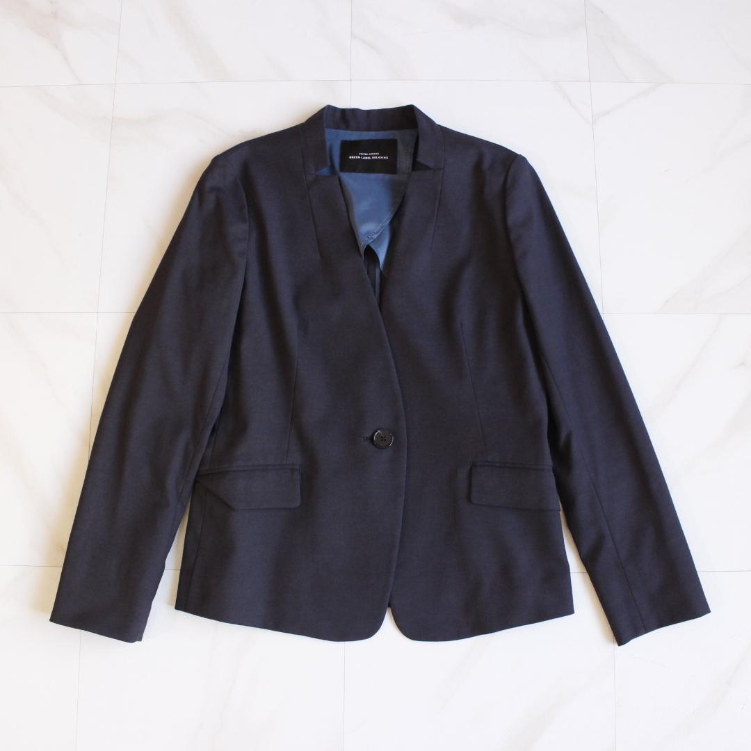 Green label relaxing Dギザミースーツ L ノーカラー 紺色