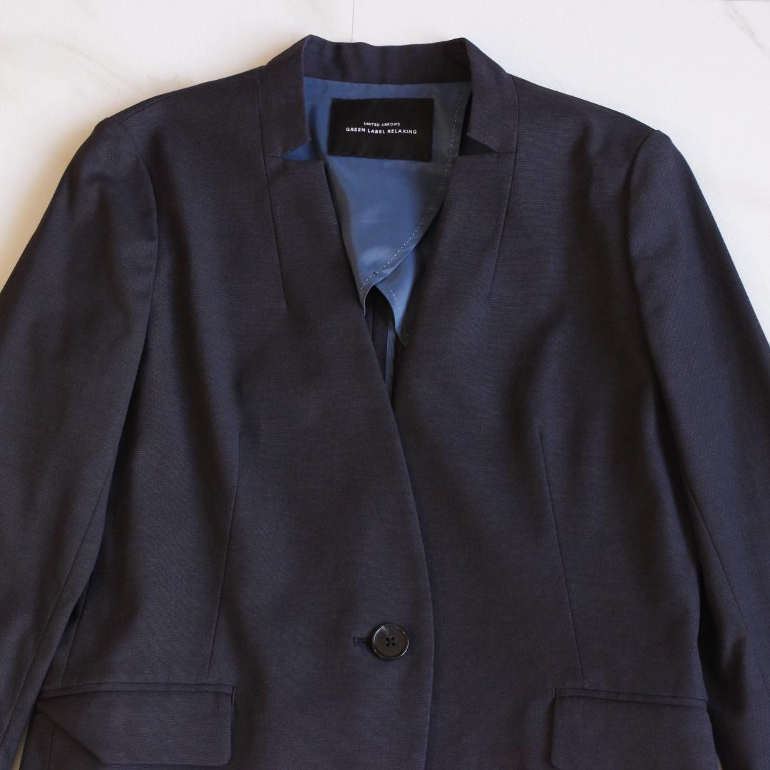 Green label relaxing Dギザミースーツ L ノーカラー 紺色