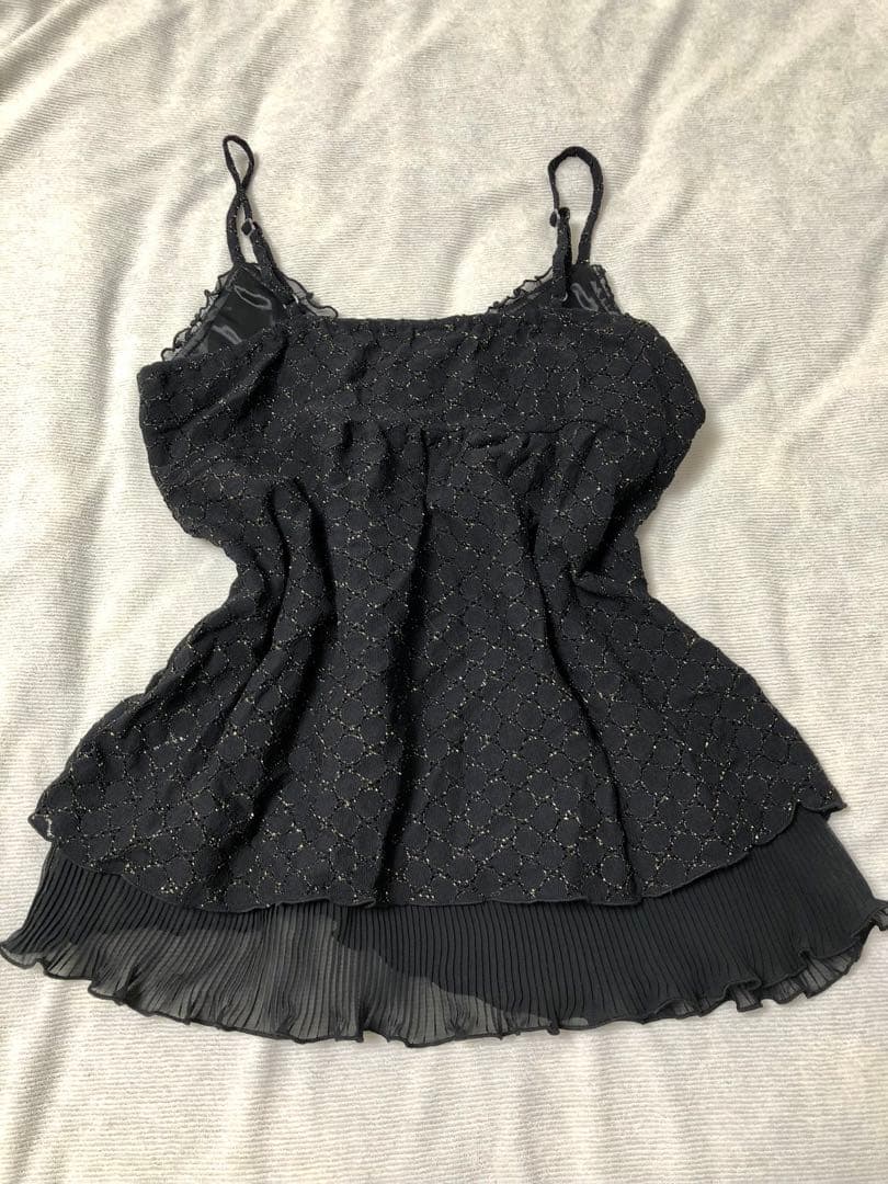 希少axes femmeレース付きフリル黒キャミソール　リズリサ姫系