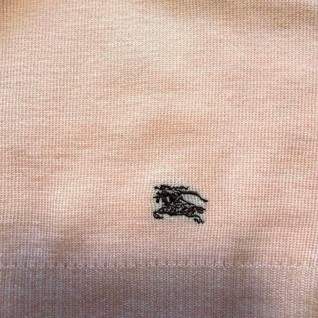 美品♡バーバリー　セーター　ニット　ウール混　薄手　ホースロゴ刺繍　チェック　M