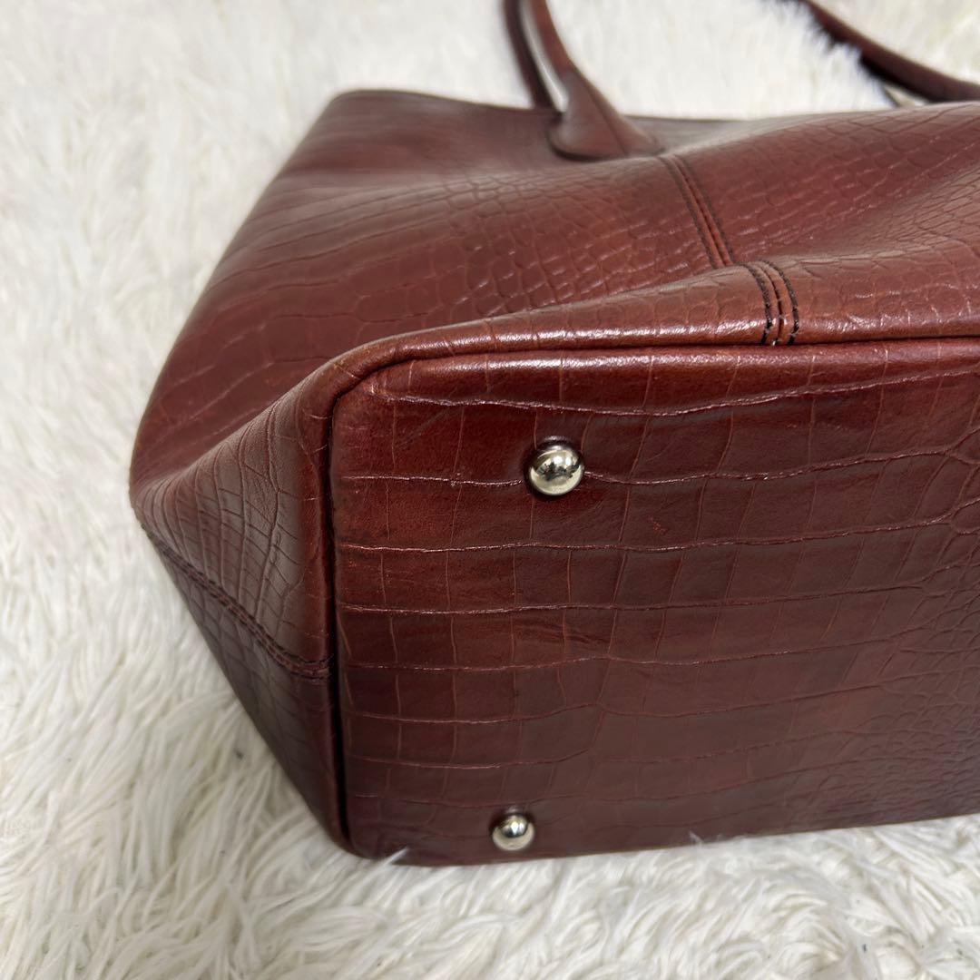 ユナイテッドアローズ　トートバッグ　クロコ型押し　ブラウン