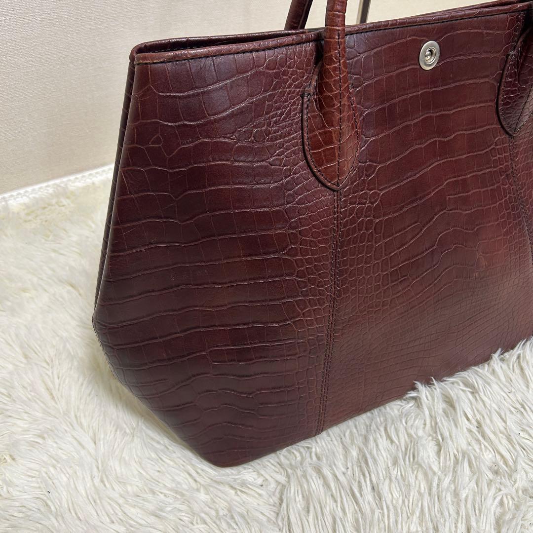 ユナイテッドアローズ　トートバッグ　クロコ型押し　ブラウン