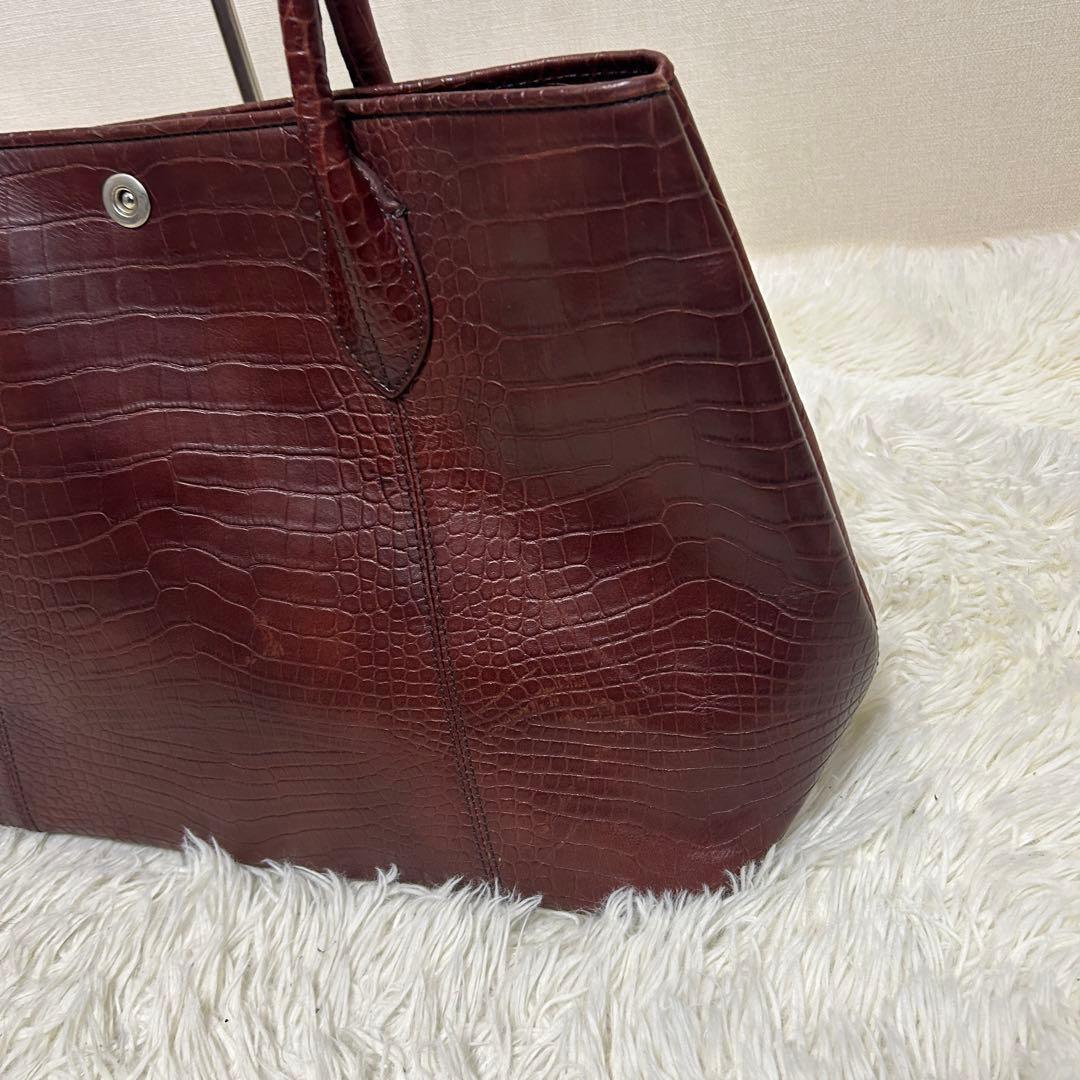 ユナイテッドアローズ　トートバッグ　クロコ型押し　ブラウン