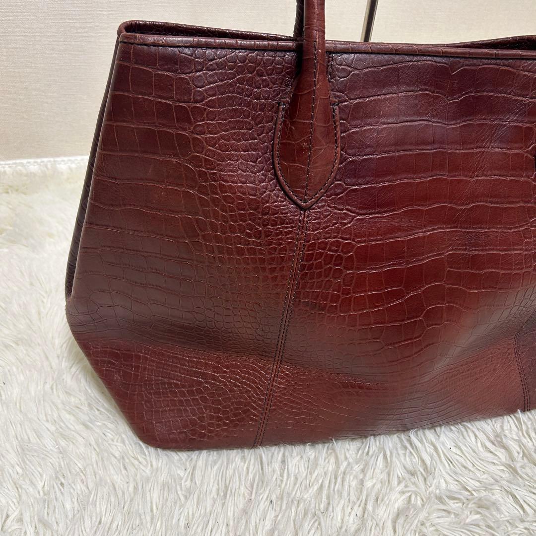ユナイテッドアローズ　トートバッグ　クロコ型押し　ブラウン
