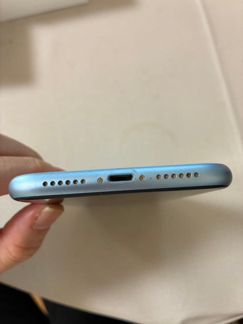 修理歴なし！iPhoneXR64GB本体水色◆未使用ACアダプタイヤフォン箱付