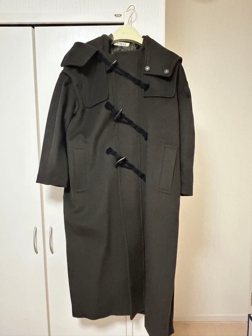 ダークブラウン ダッフルコート フード付き