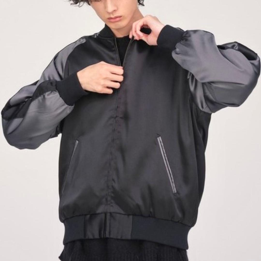 アダムエロペ ユーフォリア スカジャン M 刺繍 オーバーサイズ でかロゴ 黒灰