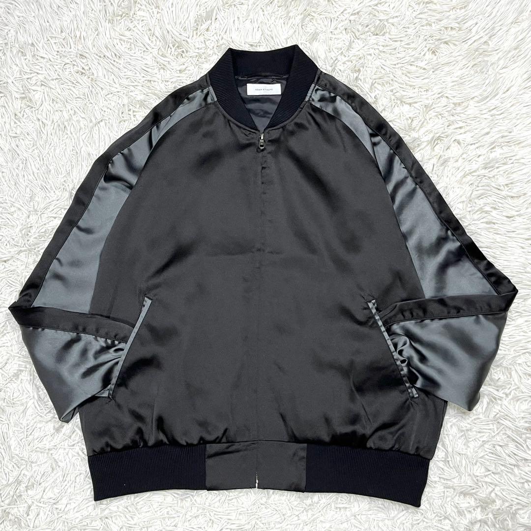 アダムエロペ ユーフォリア スカジャン M 刺繍 オーバーサイズ でかロゴ 黒灰