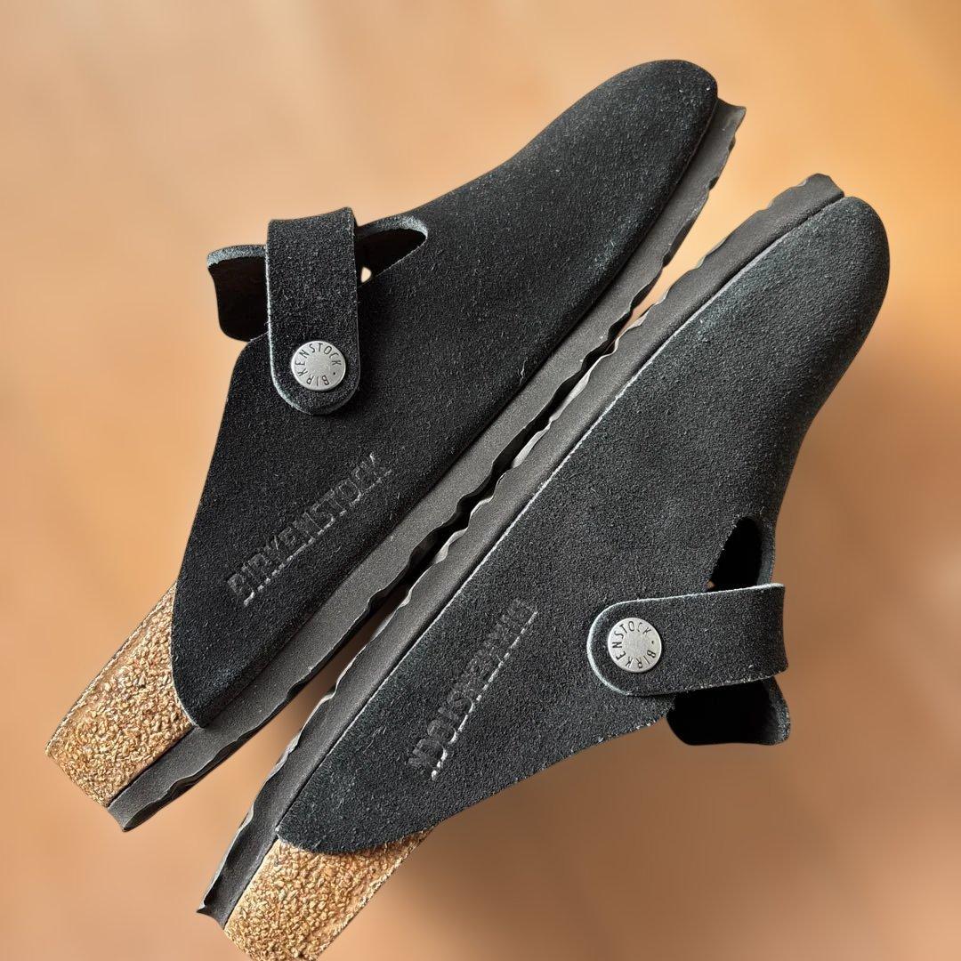 美品！ビルケンシュトック ボストン ブラック 38 24.5 スエード