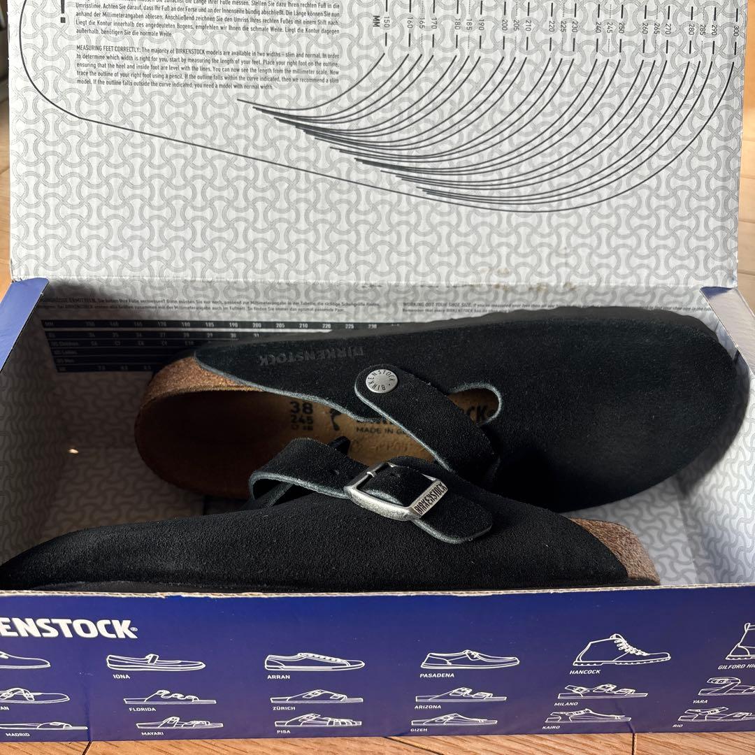 美品！ビルケンシュトック ボストン ブラック 38 24.5 スエード