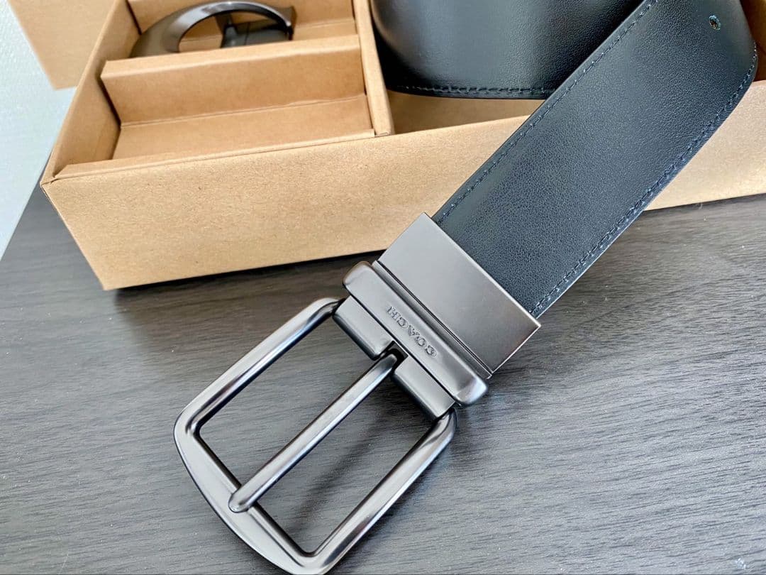 限定SALE♪コーチ　新品　ガンメタバックル　シグネチャーブラックベルトセット