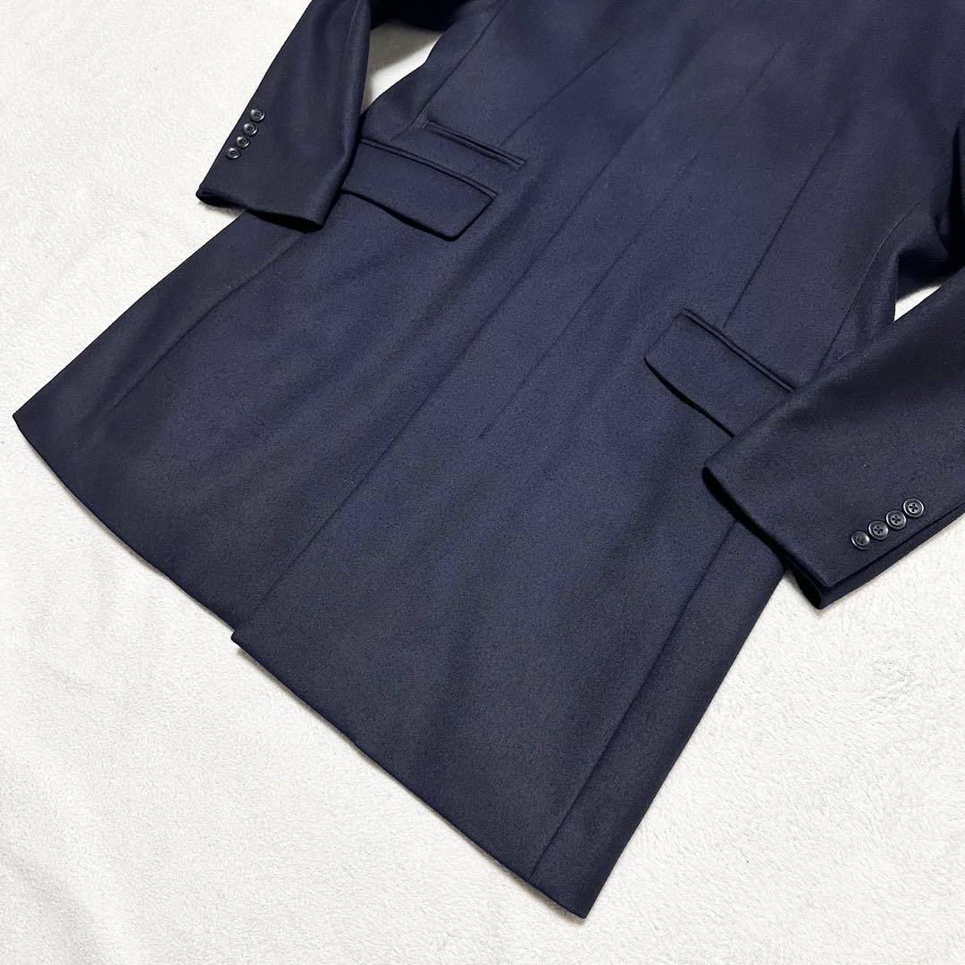 100 美品 EPOCA UOMO ウール100% スタンドカラーコート 濃紺