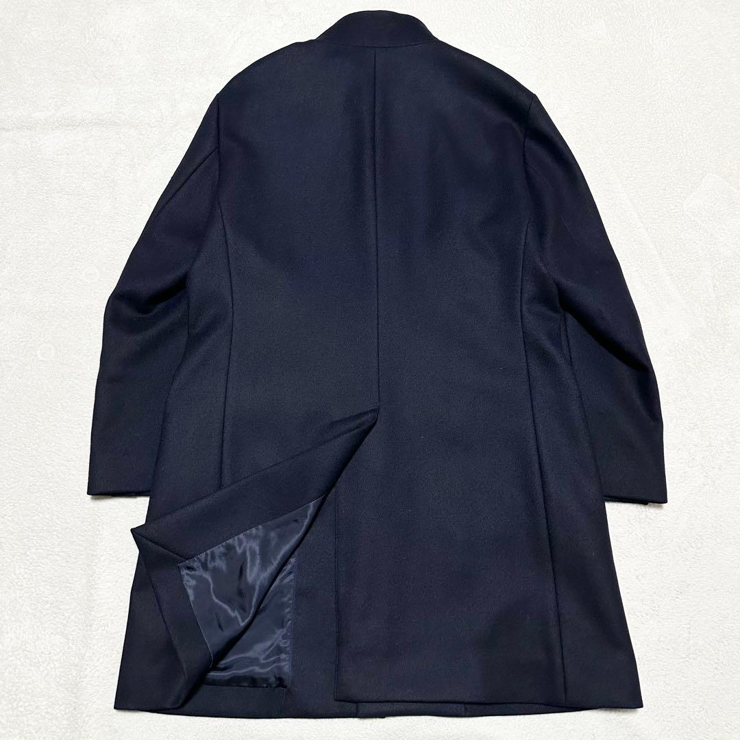 100 美品 EPOCA UOMO ウール100% スタンドカラーコート 濃紺