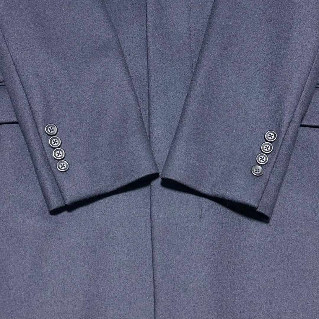 100 美品 EPOCA UOMO ウール100% スタンドカラーコート 濃紺