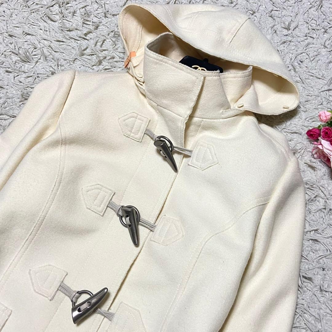 【大きいサイズ】組曲 ダッフルコート ホワイト サイズ2XL相当 フード着脱可