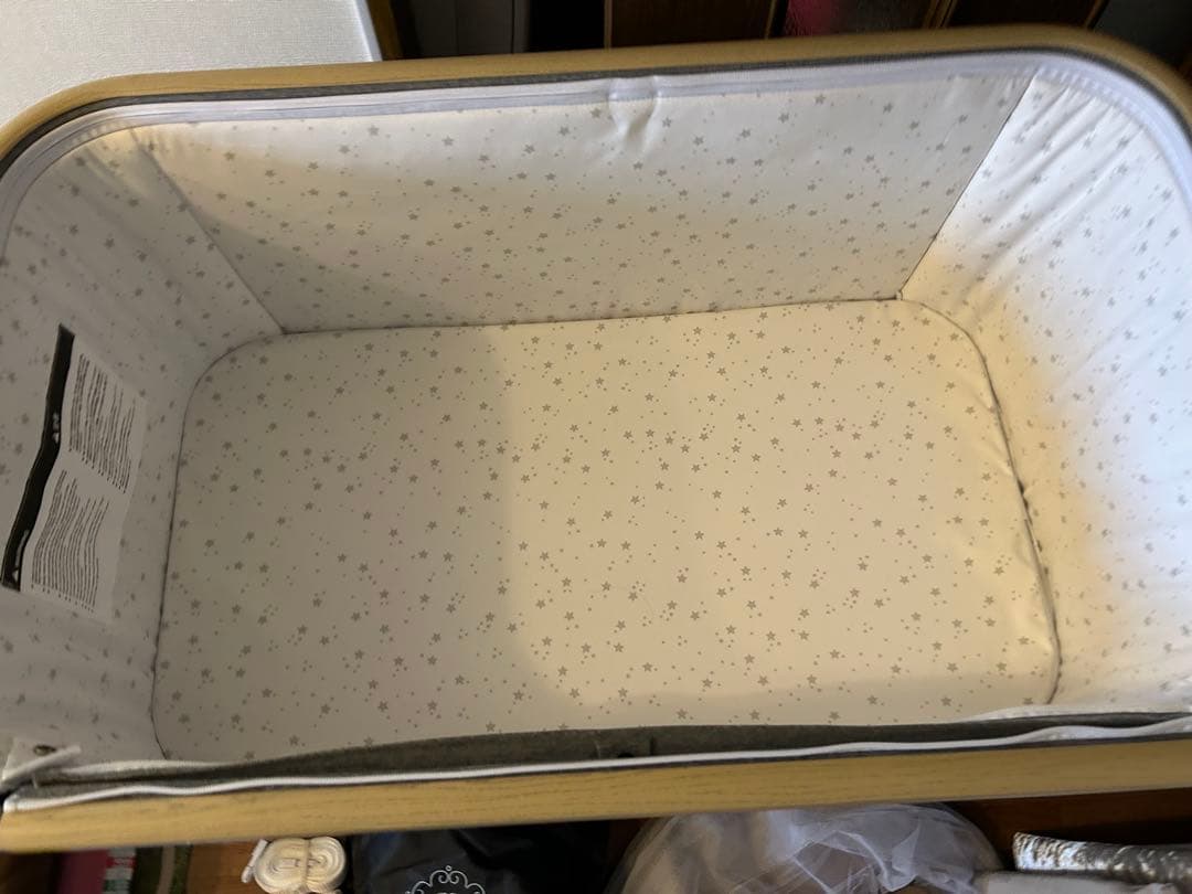 HZDMJベビーベッド添い寝折りたたみ ハイローベッドグレー　シーツ付き