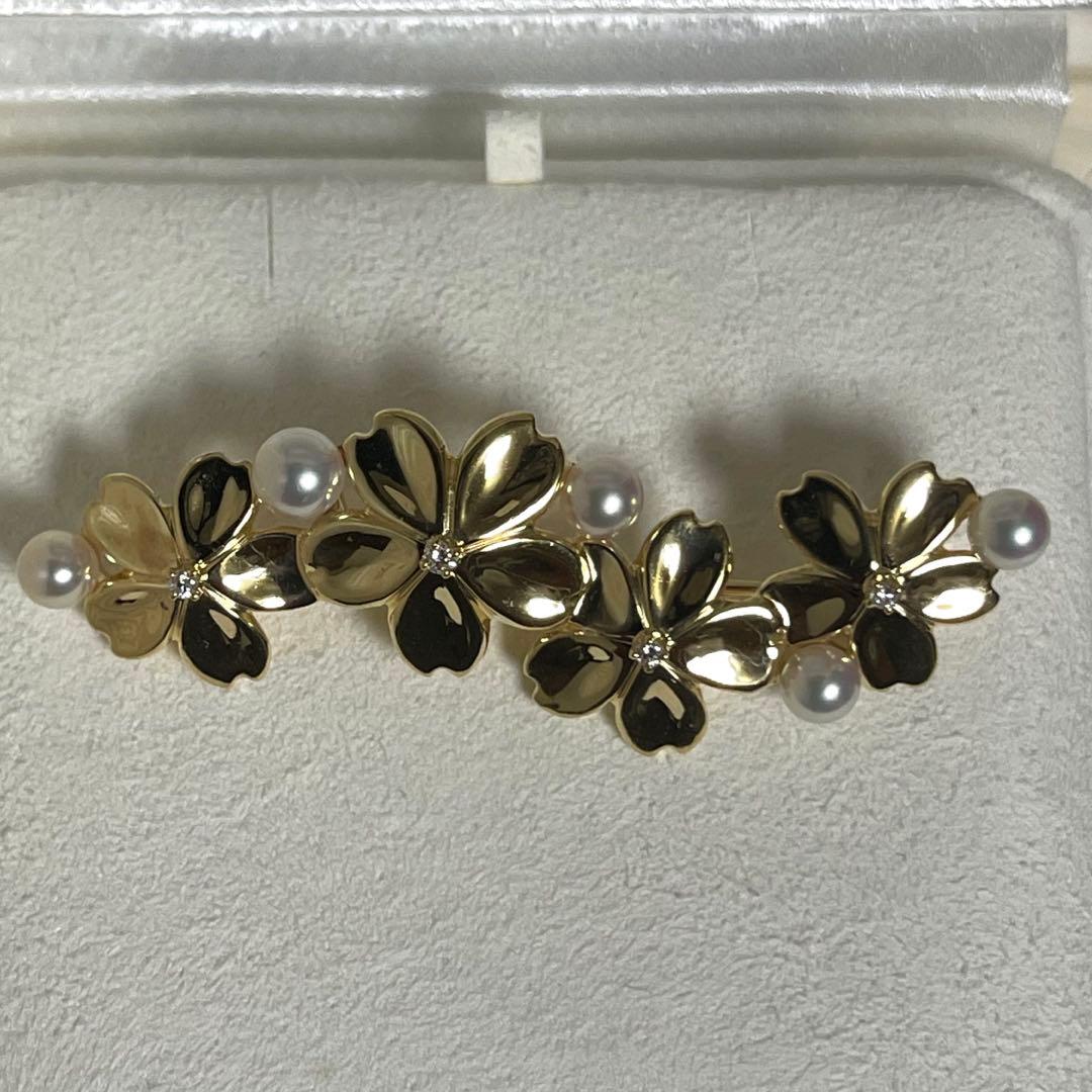 【美品】ミキモトk18ブローチ桜さくら