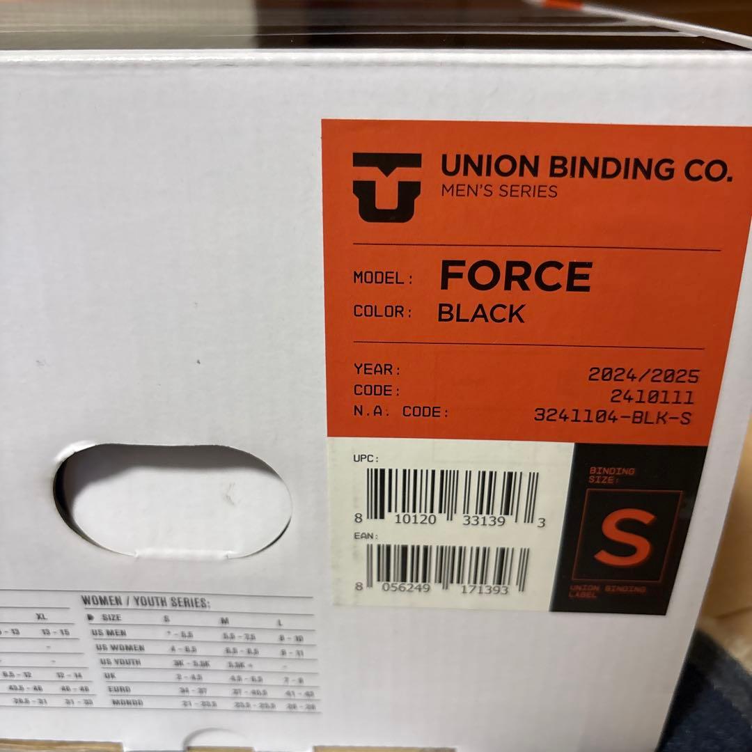 使用時間4時間！24-25 UNION FORCE ブラック Sサイズ