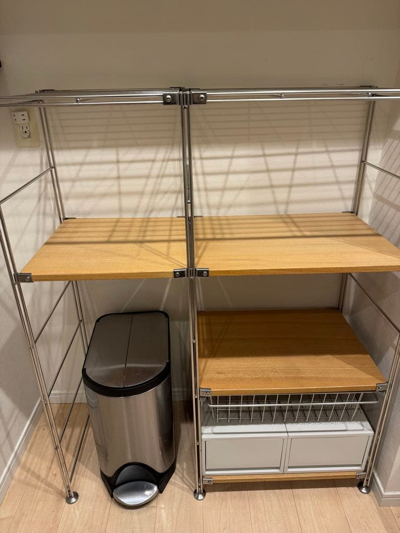 無印良品　ステンレスユニットシェルフ　ワイヤーバスケット付き