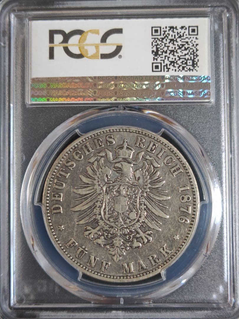 稀少　1876-C　独 プロイセン ヴィルヘルム1世　5M銀貨