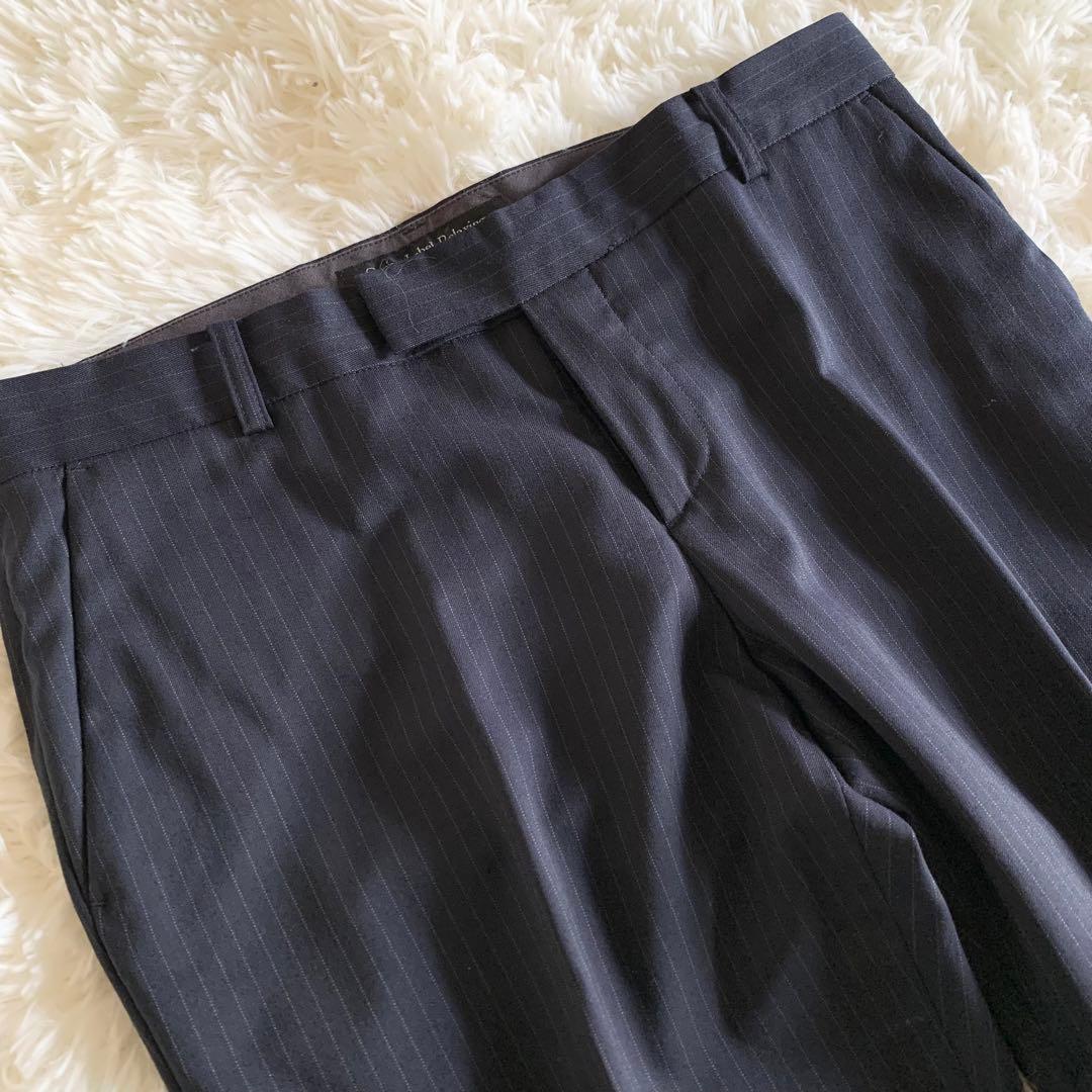 【美品】グリーンレーベルリラクシング　スーツ　パンツ上下　紺　ストライプ　40