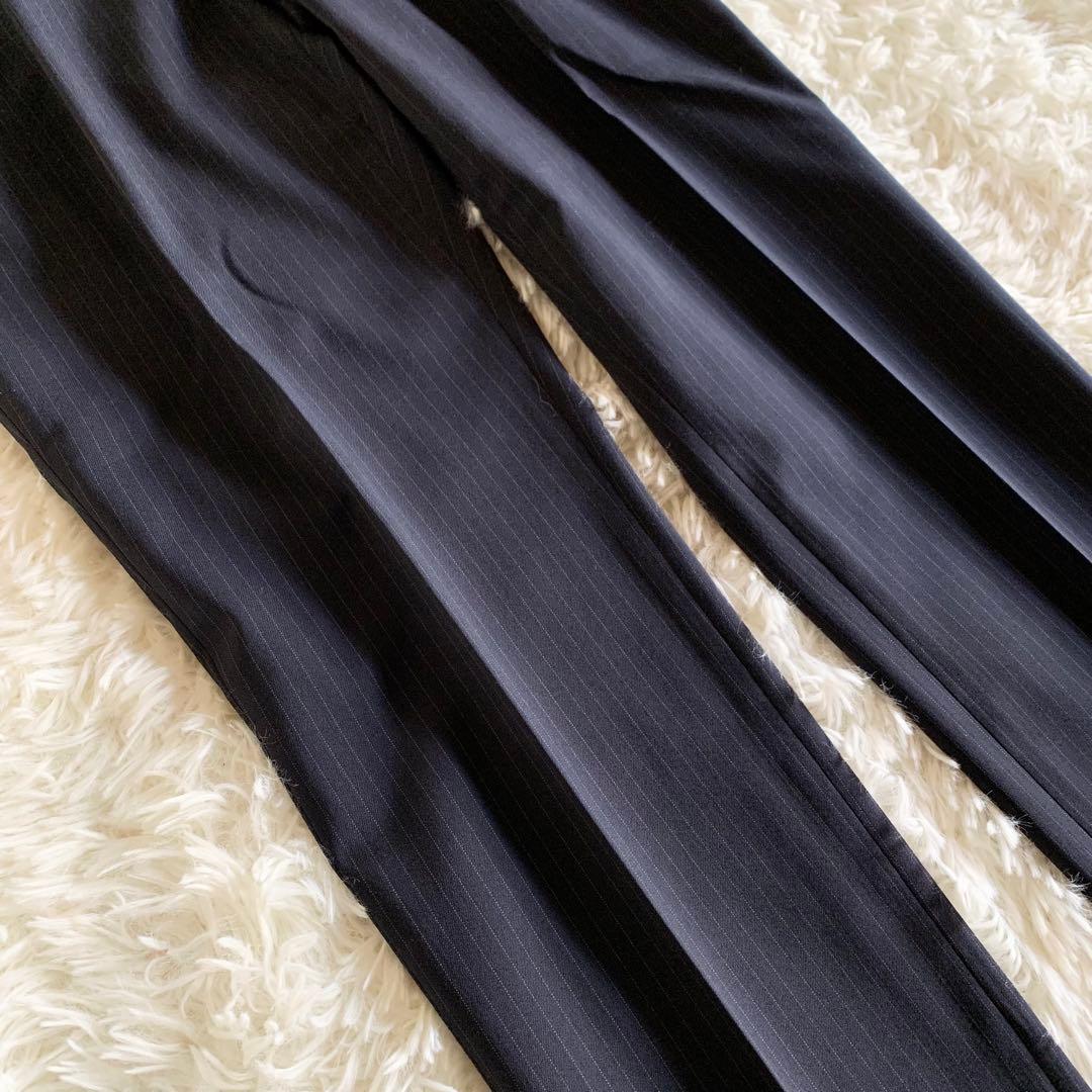 【美品】グリーンレーベルリラクシング　スーツ　パンツ上下　紺　ストライプ　40