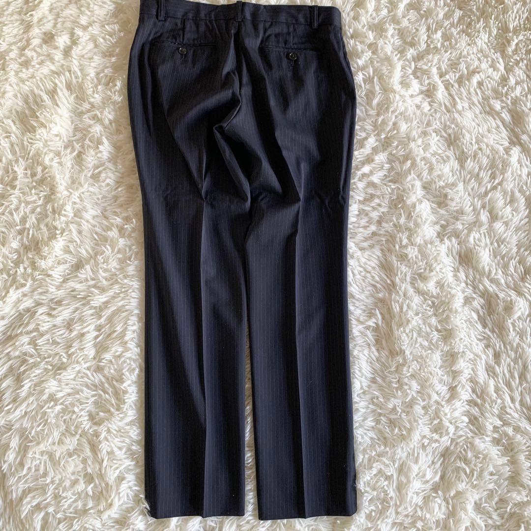 【美品】グリーンレーベルリラクシング　スーツ　パンツ上下　紺　ストライプ　40