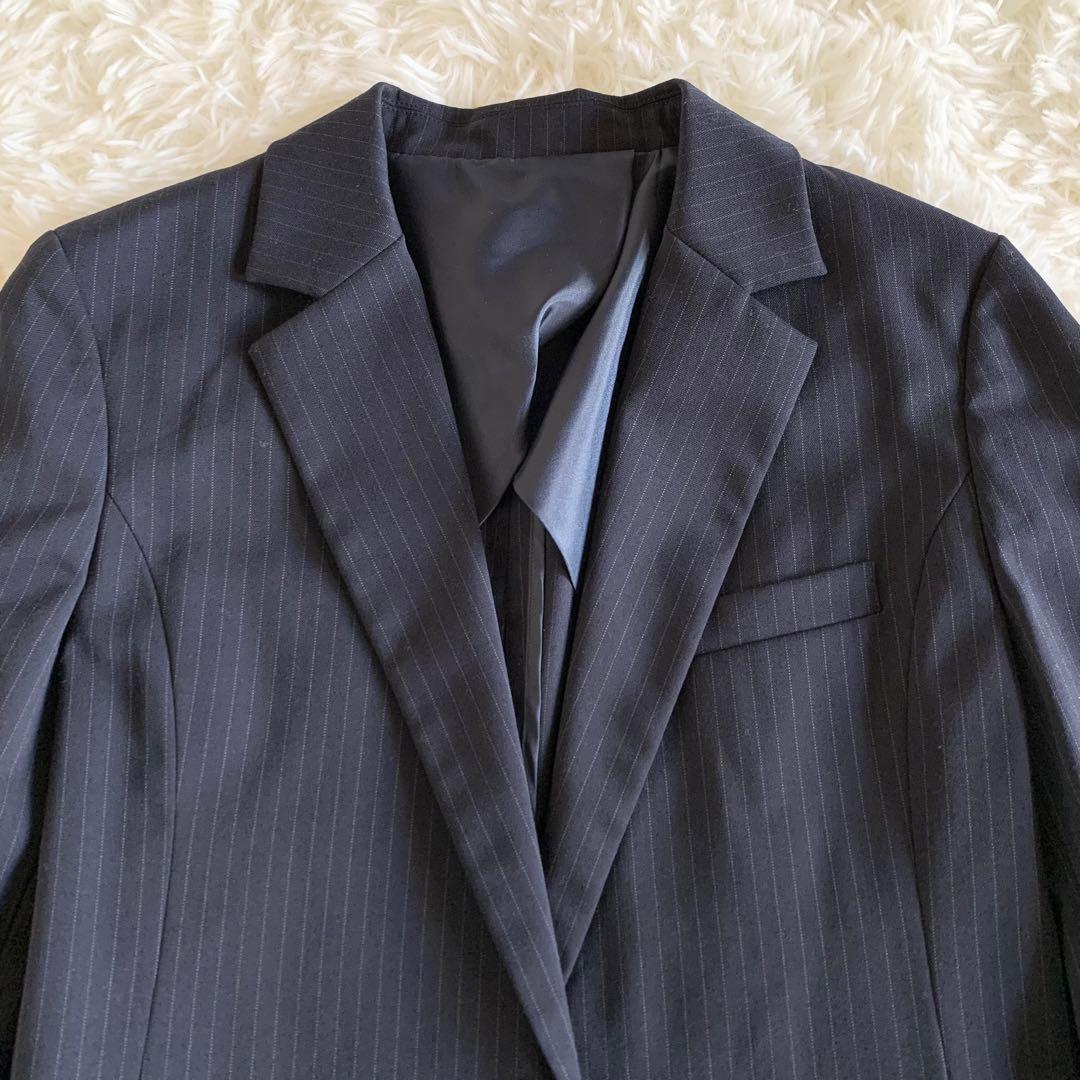 【美品】グリーンレーベルリラクシング　スーツ　パンツ上下　紺　ストライプ　40