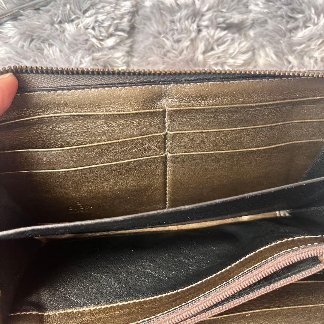 極美品✨グッチ GGメタリック　インプリメ　長財布　ラウンド　インターロッキング