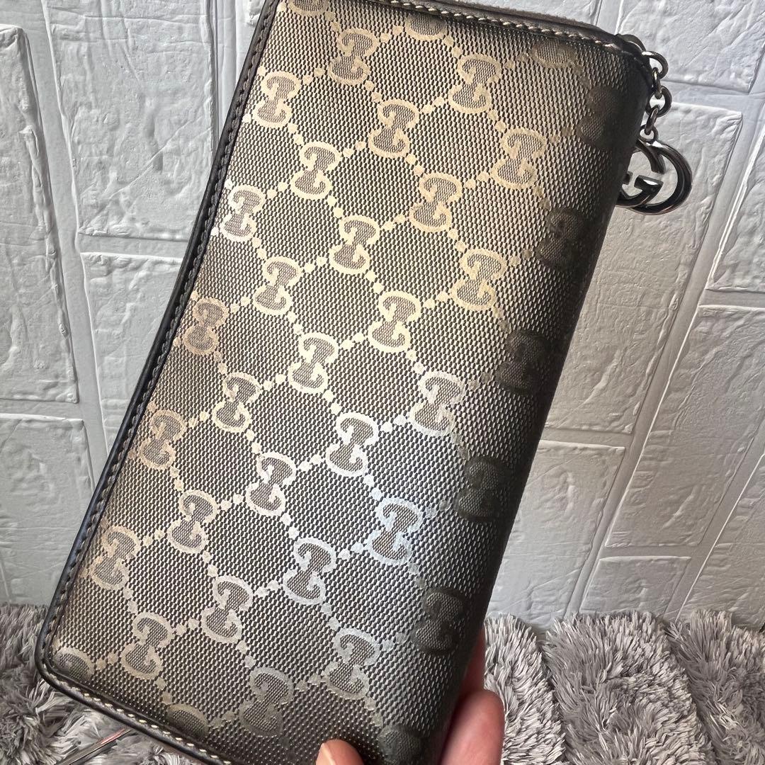 極美品✨グッチ GGメタリック　インプリメ　長財布　ラウンド　インターロッキング
