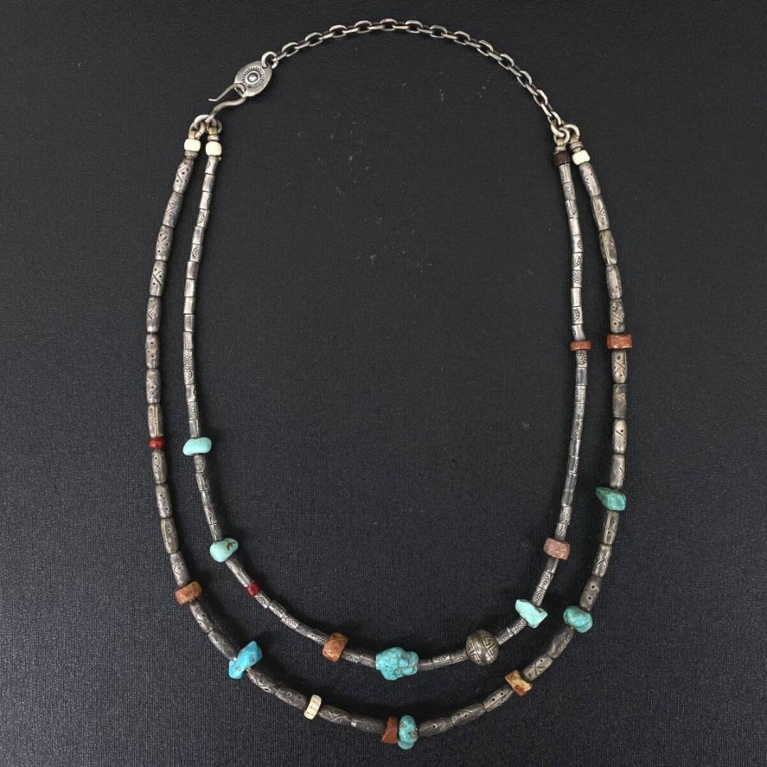 あるじゃん シルバー 925 ターコイズ ビーズ チェーン ネックレス