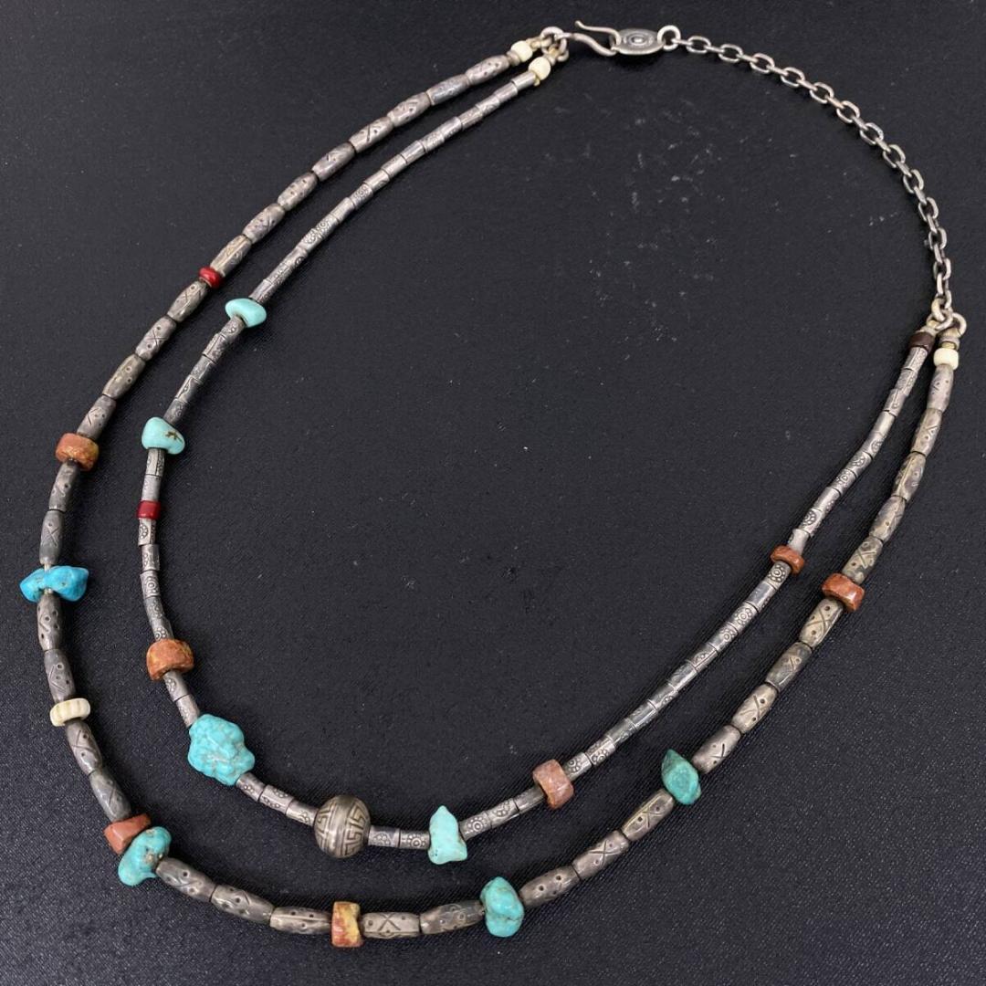 あるじゃん シルバー 925 ターコイズ ビーズ チェーン ネックレス