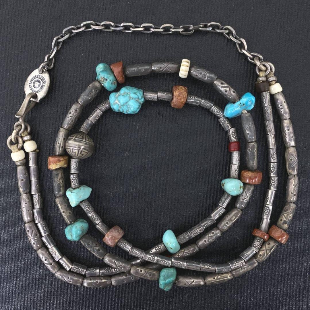 あるじゃん シルバー 925 ターコイズ ビーズ チェーン ネックレス