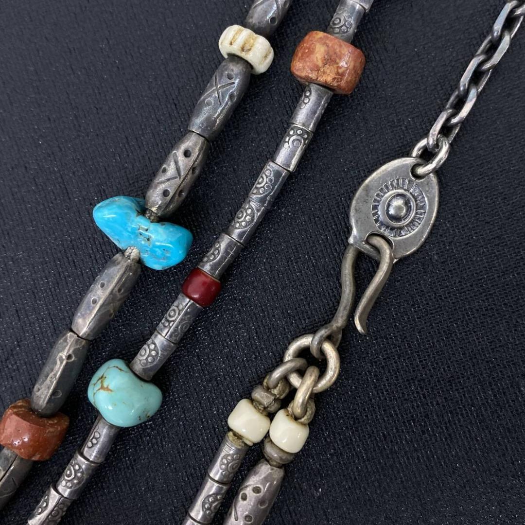 あるじゃん シルバー 925 ターコイズ ビーズ チェーン ネックレス