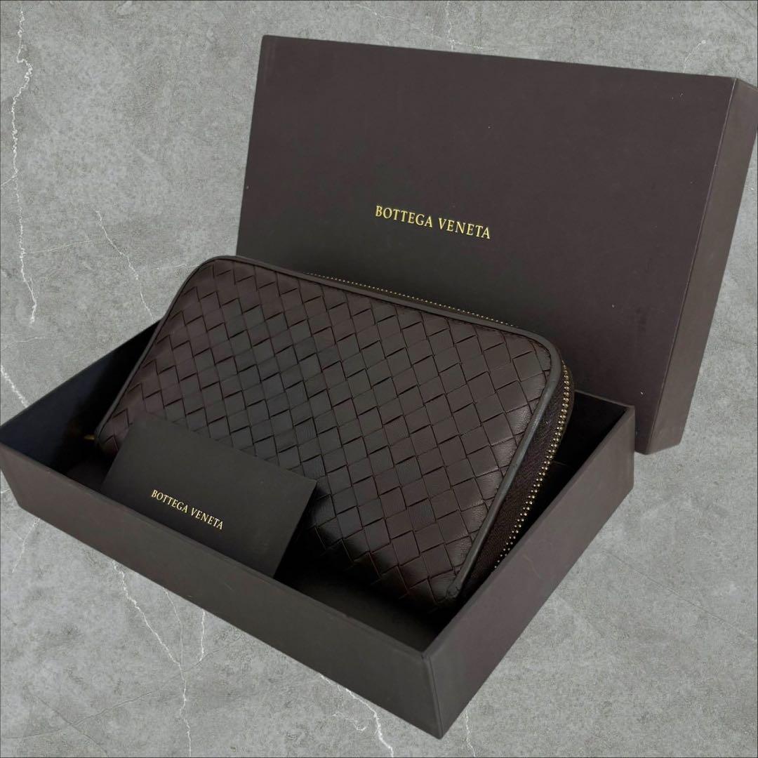 極美品✨ ボッテガヴェネタ イントレチャート　長財布 ラウンドファスナー