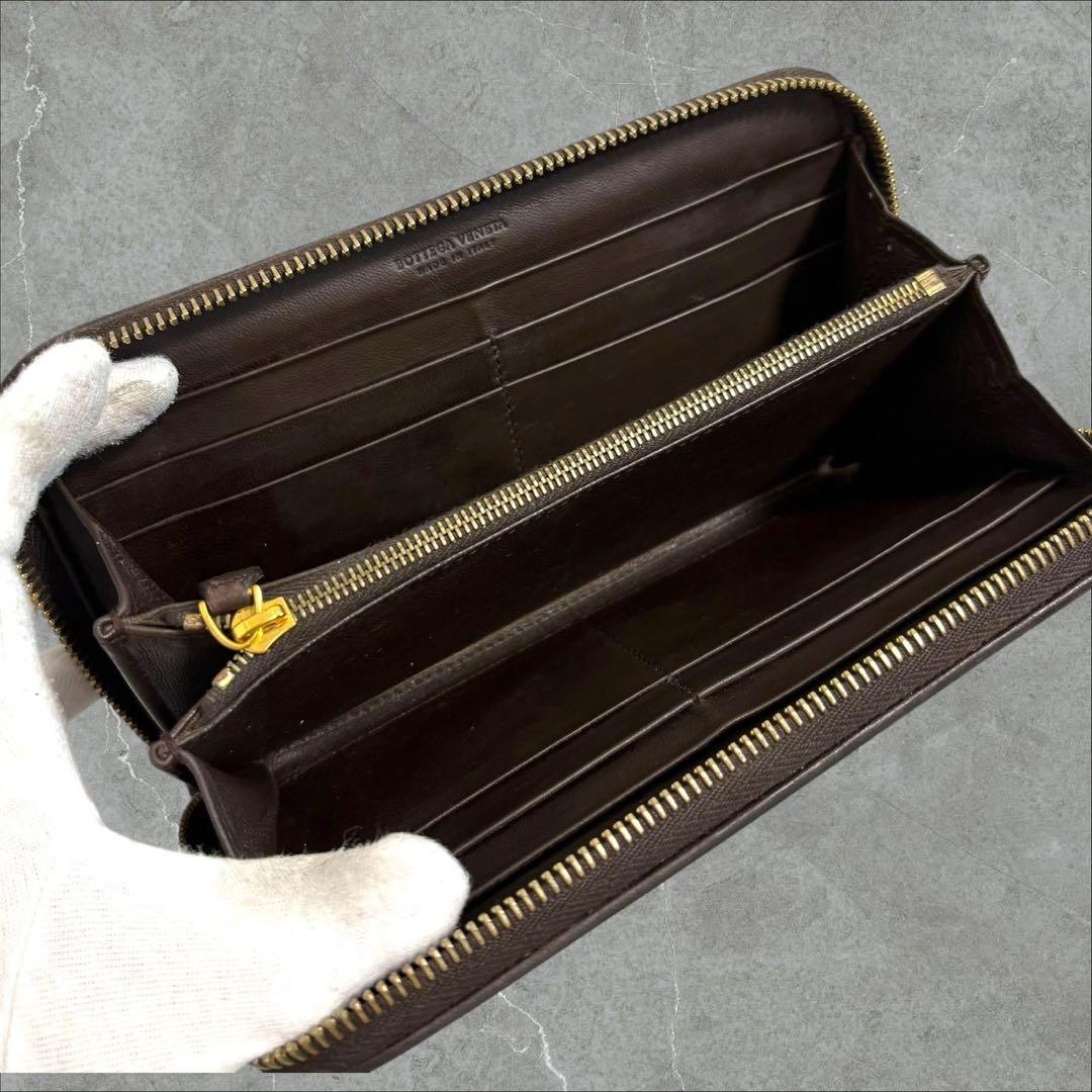 極美品✨ ボッテガヴェネタ イントレチャート　長財布 ラウンドファスナー