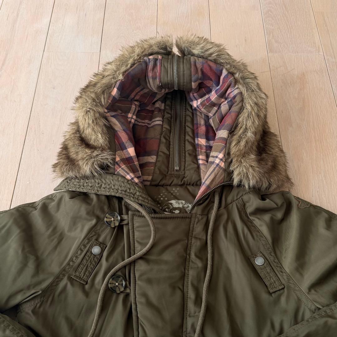 ファー付きオリーブミリタリージャケット