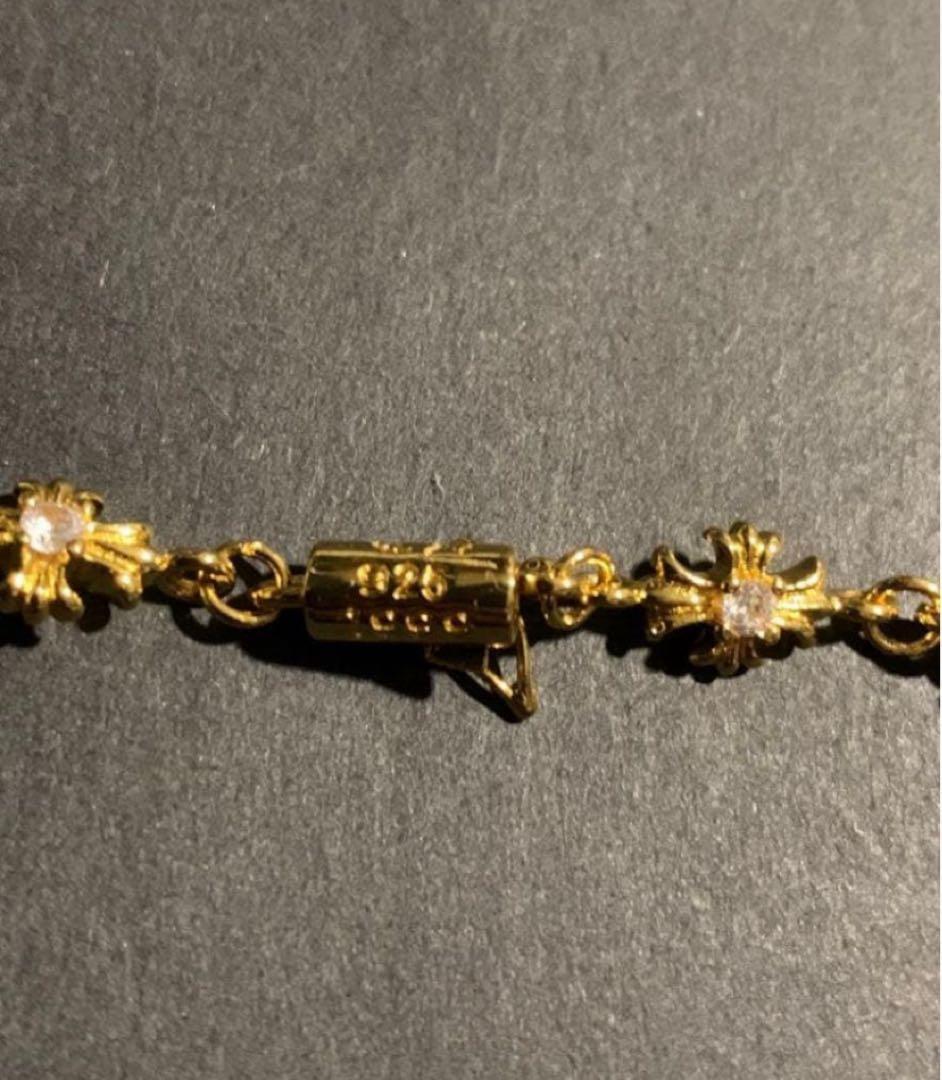 22k ダイヤ　タイニークロスチェーン　ダガー　ネックレス　50㎝