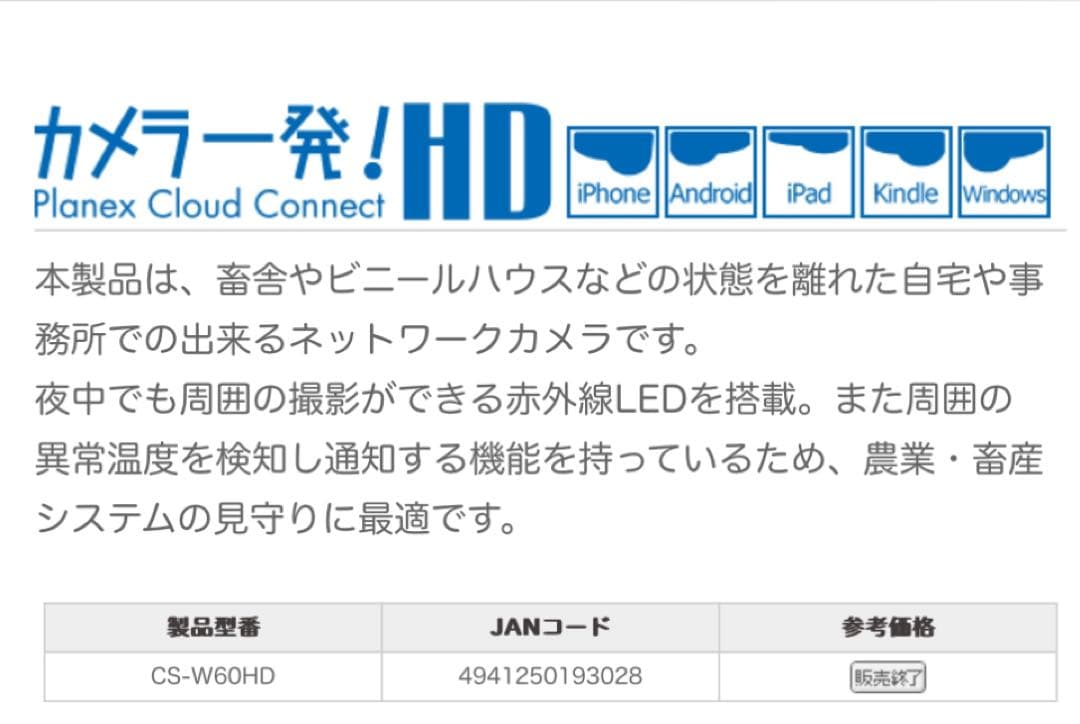 新品 未開封 Planex CS-W60HD ネットワークカメラ プラネックス