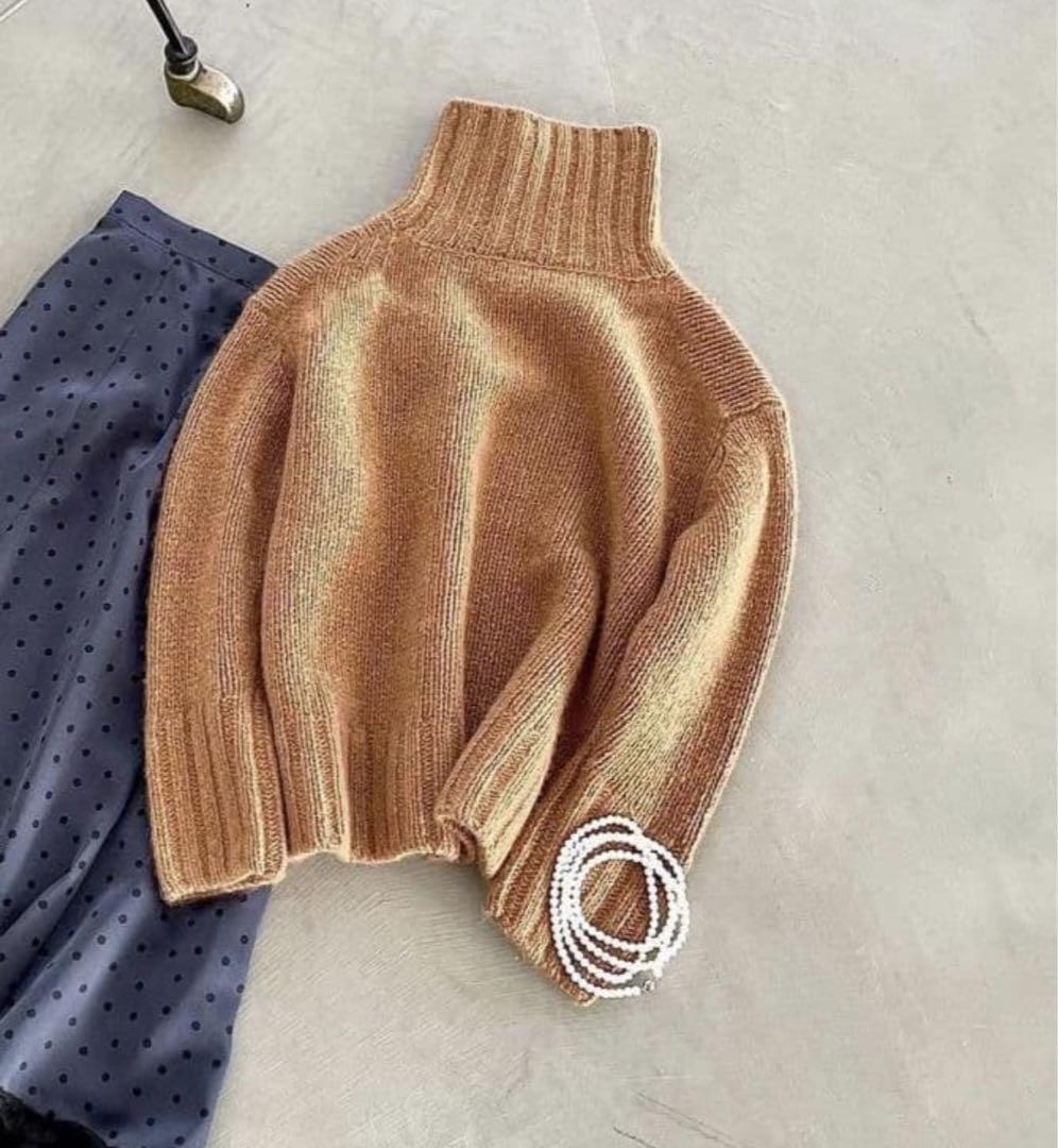 シーズンスタイルラボ　カシミヤタートルネックニット キャメル　40