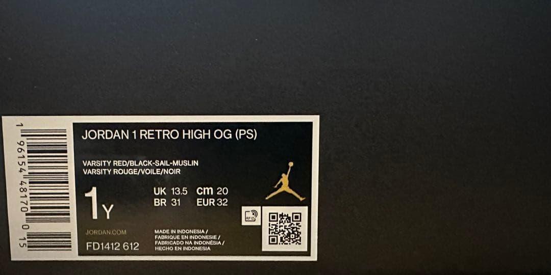 20㌢Nike PS Jordan1 Hi Lost & Found