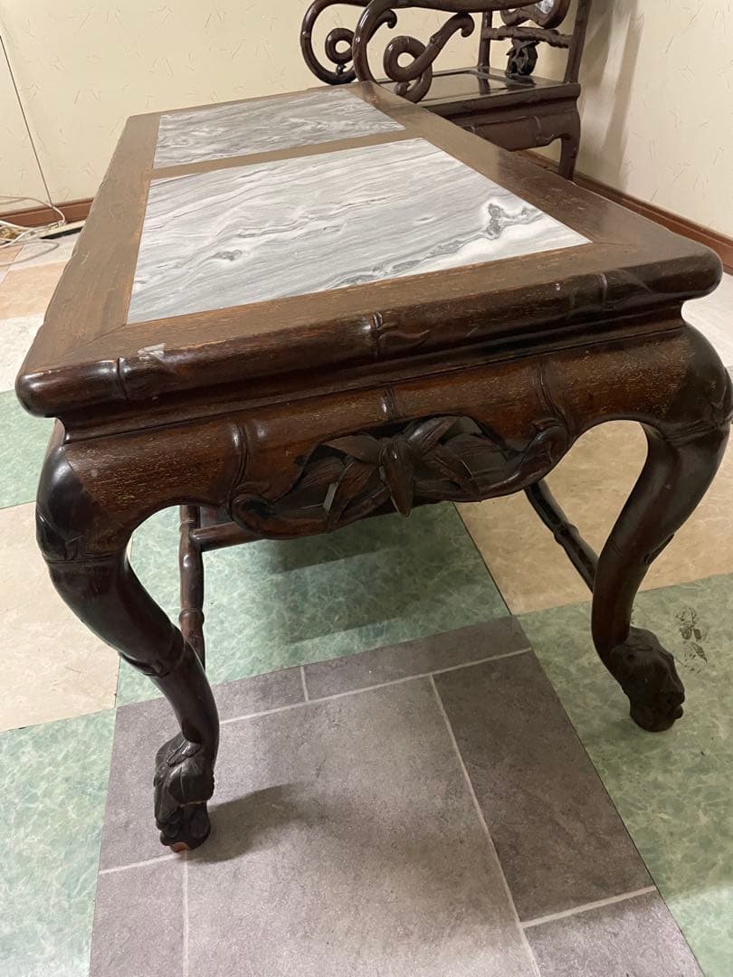 s*e様 アジアン家具 木製彫刻チェア 2脚セットセンターテーブル