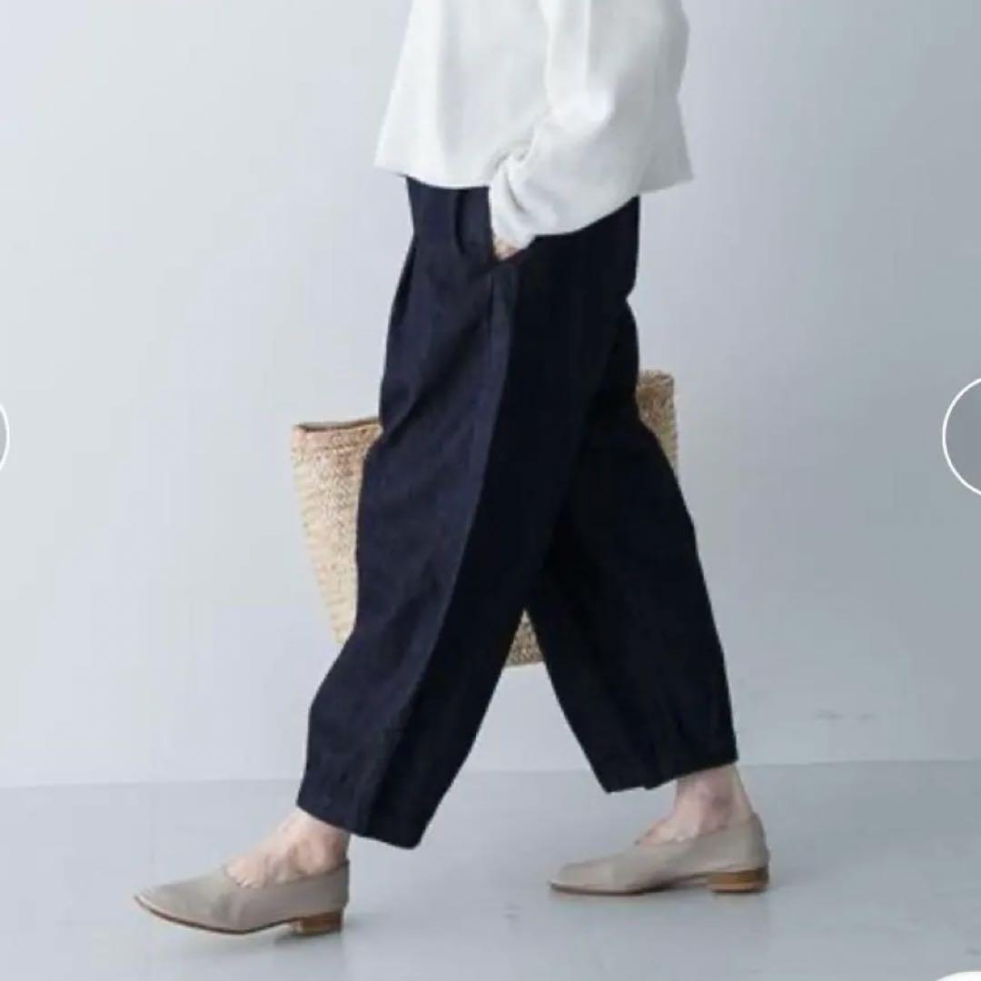 【美品】かぐれ デニムクロップドパンツ 濃紺 岡山 日本製